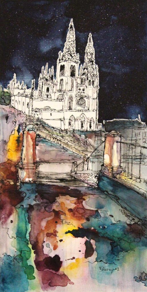 Burgos Cathedral in the rain, Spain
